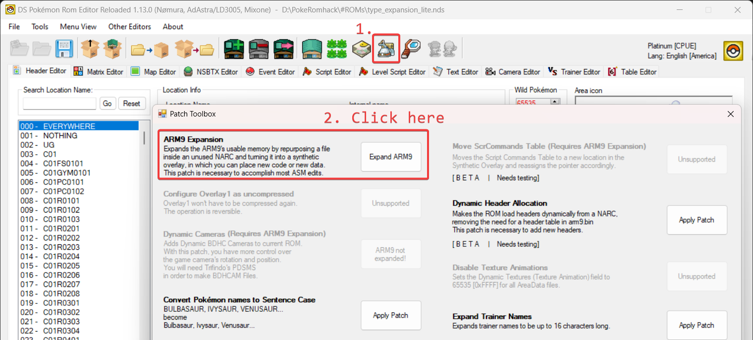 ARM9 Expansion Patch in DSPRE