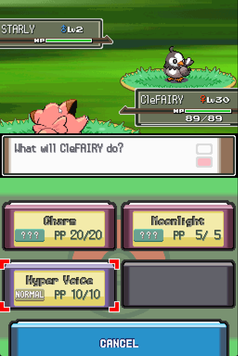 Modified Clefairy in battle