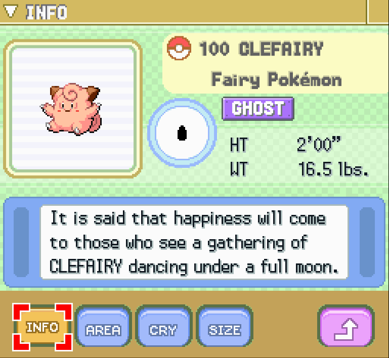 Modified Clefairy in Pokédex