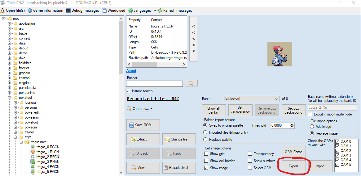 Export frames in Tinke